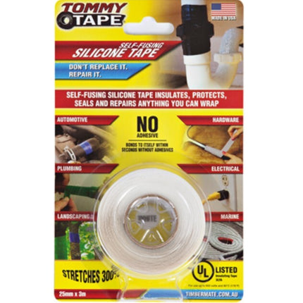 Tommy Tape Self Fusing Silicone Tape Seals And Repairs Waterproof Insulates [Clear x 3m]