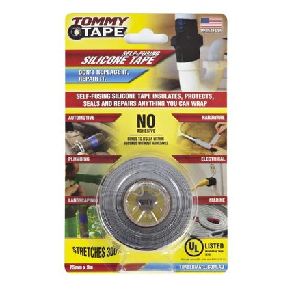 Tommy Tape Self Fusing Silicone Tape Seals And Repairs Waterproof Insulates [Grey x 3m]