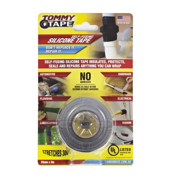 Tommy Tape Self Fusing Silicone Tape Seals And Repairs Waterproof Insulates [Grey x 3m]