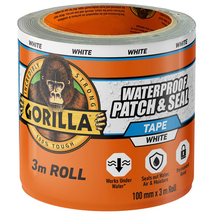 Packshot of Gorilla White Patch and Seal Tape for Waterproof Repairs 3m