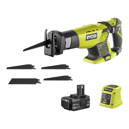 Packshot of Ryobi 18V ONE+ Compact Reciprocating Saw 4Ah Kit for Demolition Cuts
