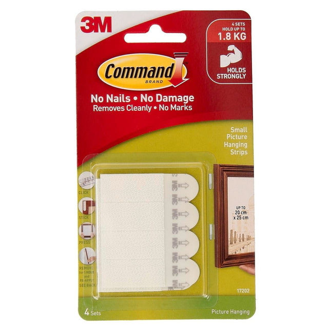 Packshot of Command Small White Adhesive Picture Hanging Strips 4 Pack