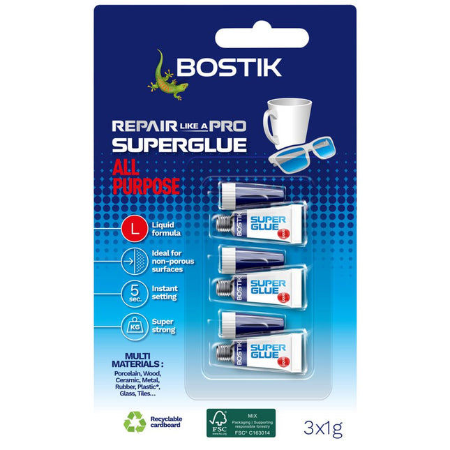 Bostik Super Glue Instant Bond 1 mL 3 Pack