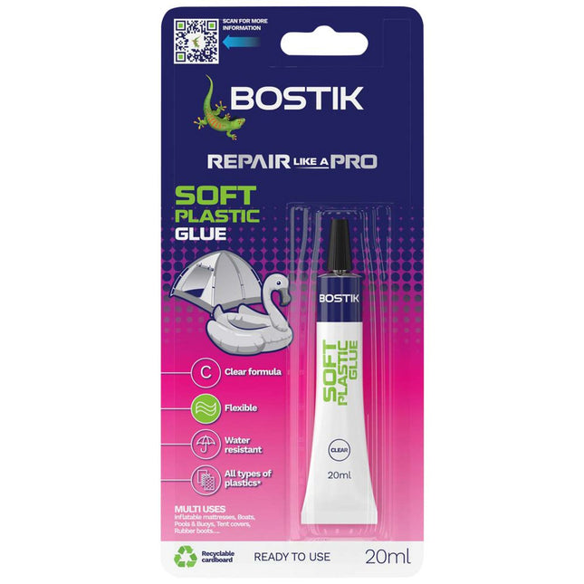 Bostik Soft Plastics Repair Glue Clear 20ml