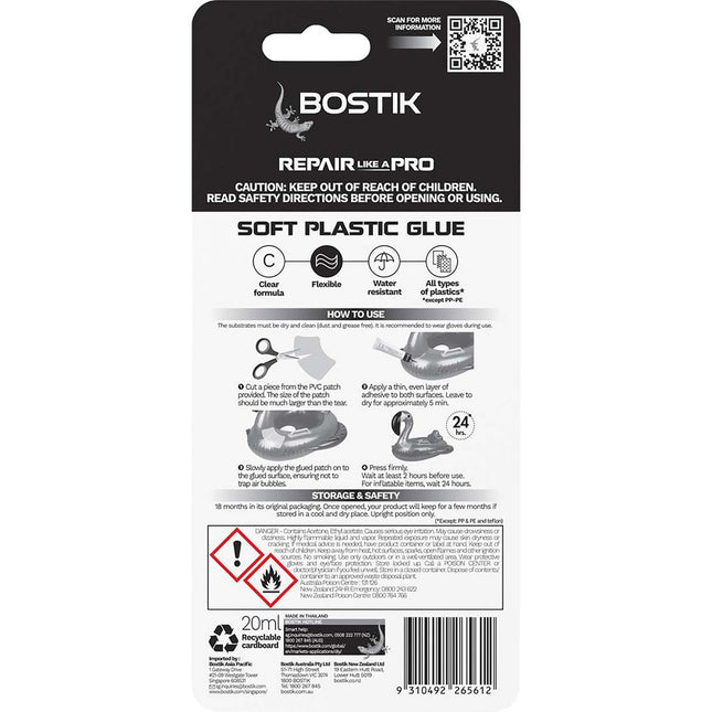 Bostik Soft Plastics Repair Glue Clear 20ml