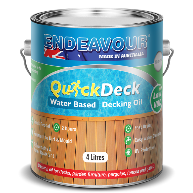 Endeavour QuickDeck Water Based Decking Oil 1 litre, front view