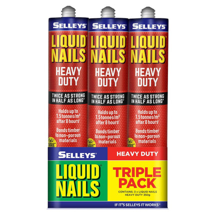 Selleys Liquid Nails Heavy Duty Construction Adhesive 350g (3 Pack)