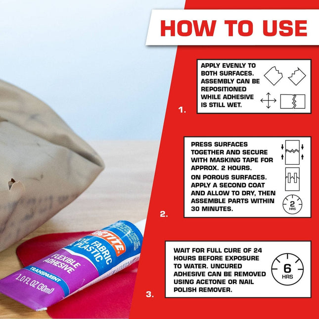 Loctite Vinyl, Fabric & Plastic Flexible Adhesive 30ml (Clear)