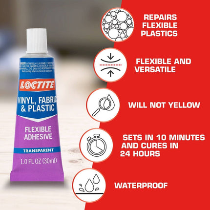 Loctite Vinyl, Fabric & Plastic Flexible Adhesive 30ml (Clear)