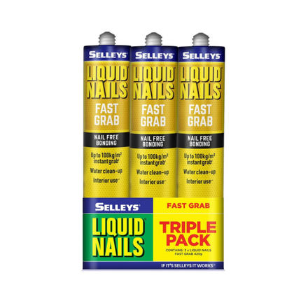Selleys Liquid Nails Fast Grab Construction Adhesive 420g - 3 Pack