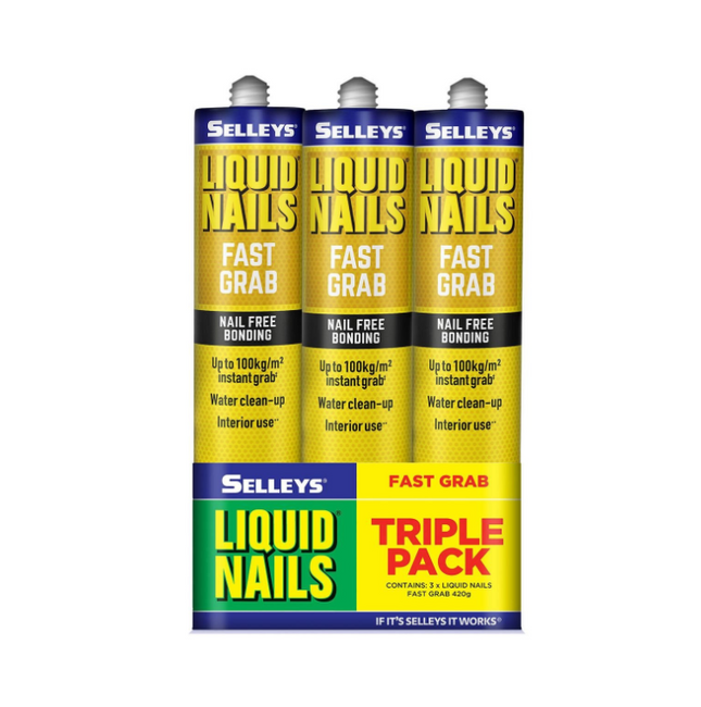 Selleys Liquid Nails Fast Grab Construction Adhesive 420g - 3 Pack