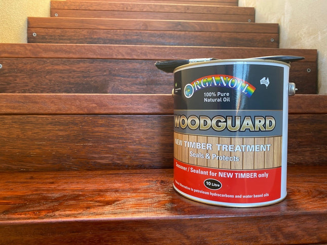 Timber stairs treated with Organoil Woodguard