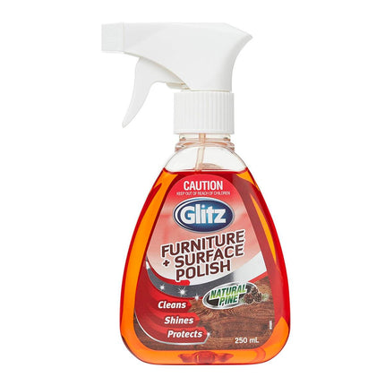 Packshot of Glitz Furniture Polish Deep Wood Shine Formula 250ml