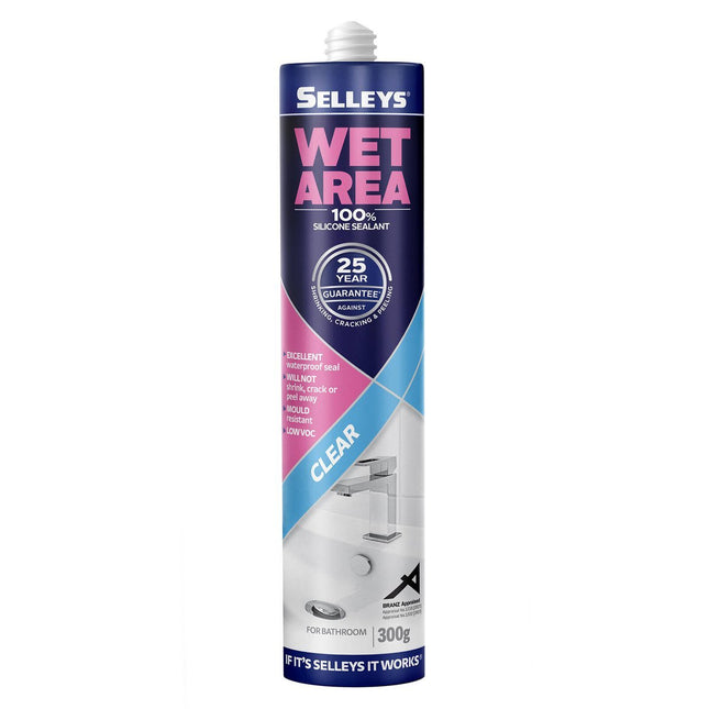 Selleys Wet Area Silicone Sealant Kitchen Bathroom & Laundry 300g [Clear]