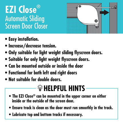 Adoored Ezi-Close white plastic screen door closer for lightweight sliding fly screen doors (3)