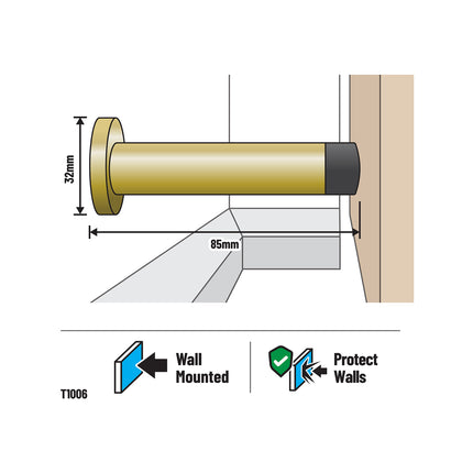 Adoored 85mm Monument Door Stop in Brushed Brass (3)