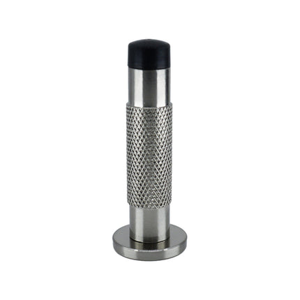 Adoored 85mm satin chrome knurled Monument door stop with rubber tip