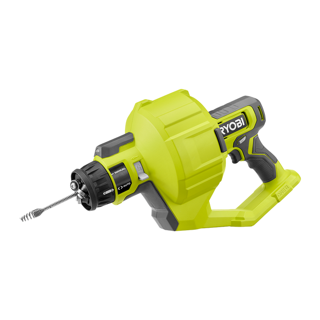 Packshot of Ryobi 18V ONE+ Drain Auger 7.6m for Clearing Blocked Pipes