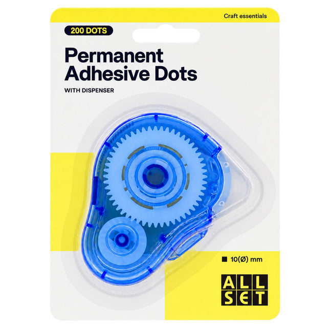 All Set Permanent Adhesive Dots with Dispenser 200 pack