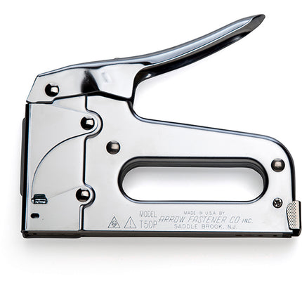 Arrow T50 Heavy Duty Staple Gun with chrome steel body and black handle grip (2)