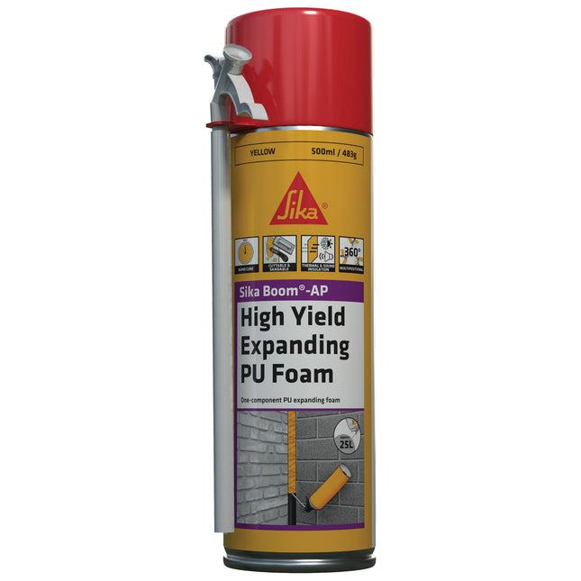 Sika Boom AP multi-purpose high-yield expanding polyurethane foam, 500 ml can