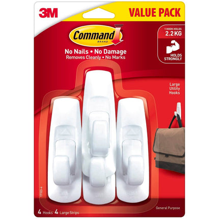 Packshot of Command Large White Adhesive Hooks Value 4 Pack