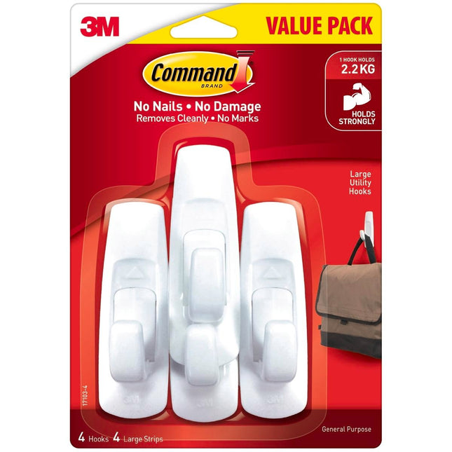 Packshot of Command Large White Adhesive Hooks Value 4 Pack