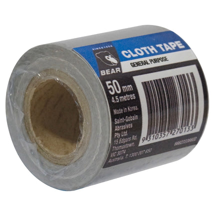 Bear General Purpose Cloth Tape Silver 50mm x 4.5m roll