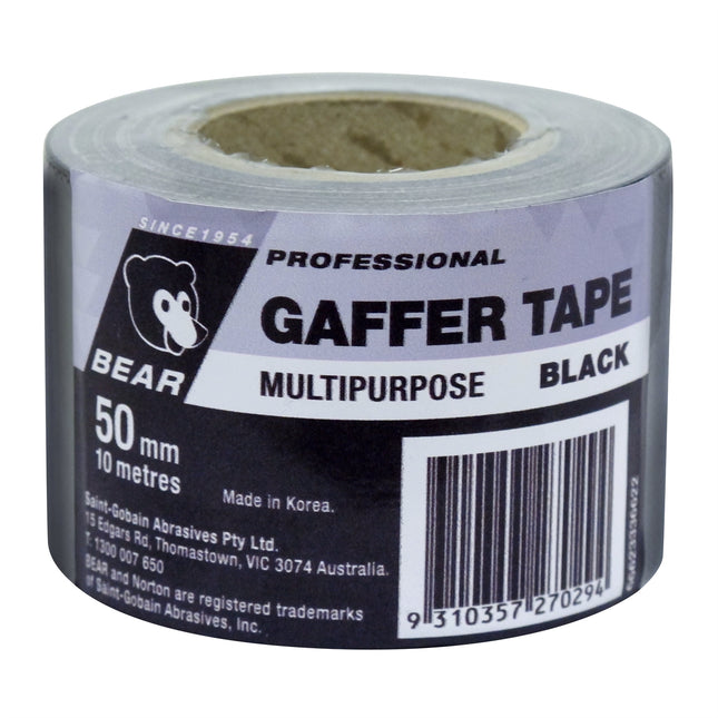 Bear Multipurpose Gaffer Tape 50mm x 10m black cloth tape roll