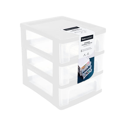 Boxsweden white small 3 layer desktop storage drawer unit
