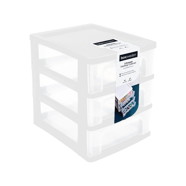 Boxsweden white small 3 layer desktop storage drawer unit