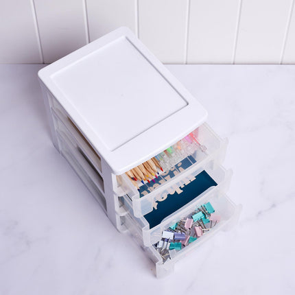 Boxsweden white small 3 layer desktop storage drawer unit (3)