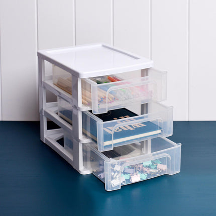 Boxsweden white small 3 layer desktop storage drawer unit (4)