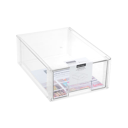 Boxsweden Crystal Stackable Organiser Drawer, clear, 35 x 25 x 13.5cm