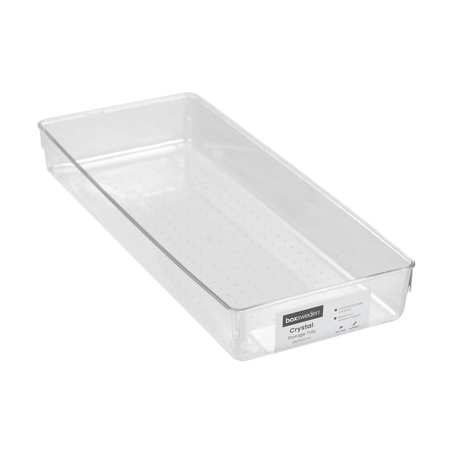 Boxsweden Crystal Storage Tray in clear plastic, 38 x 15.5 x 5.5cm