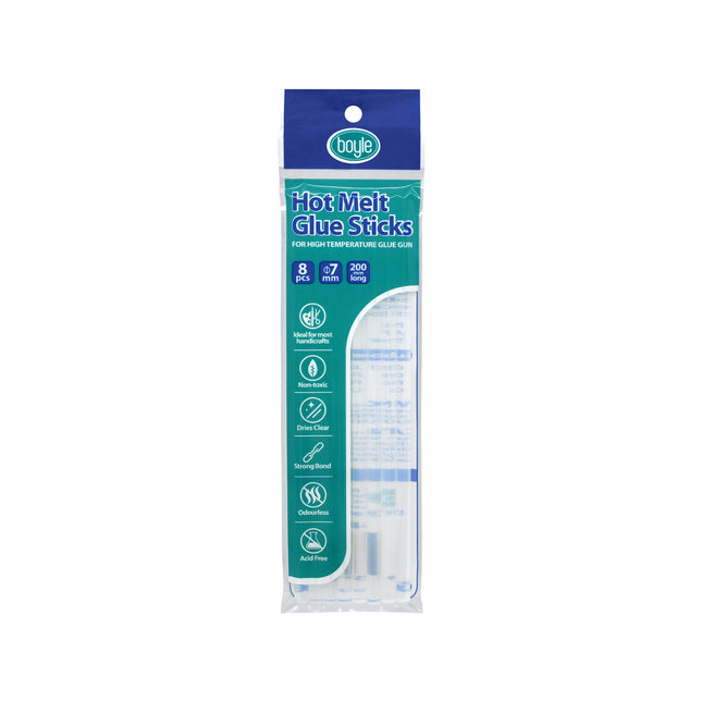 Boyle Hot Melt Glue Sticks 8 pack of clear 7mm x 200mm glue gun sticks