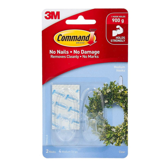 Packshot of Command Medium Clear Adhesive Wall Hooks 2 Pack
