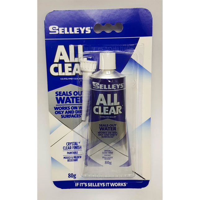 Selleys ALL CLEAR Sealant works on Wet Oily Dirty Surfaces Paintable 80g