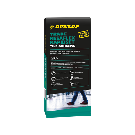 Packshot of Dunlop Trade Resaflex Rapidset Tile Adhesive 5kg