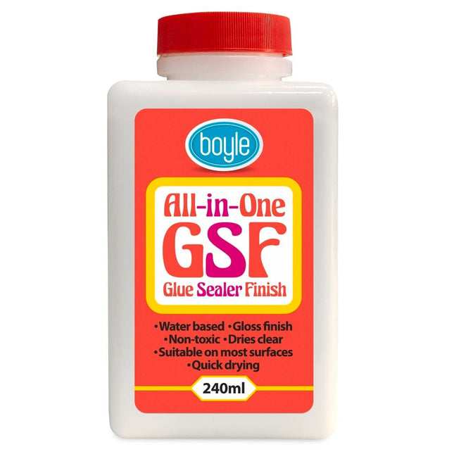 Packshot of Boyle Gloss All-in-One Glue  Sealer & Finish 236ml