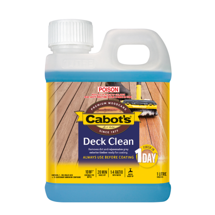 Cabot's Deck Clean 1L bottle of exterior timber cleaner