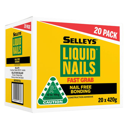 Packshot of Selleys Liquid Nails Fast Grab Construction Adhesive 420g (20 Pack)