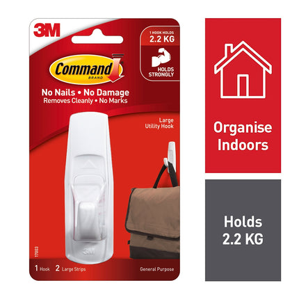 Command Large White Adhesive Hook 1 Pack (2)