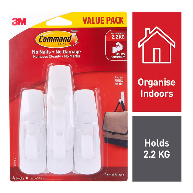 Command Large White Adhesive Hooks Value 4 Pack (2)