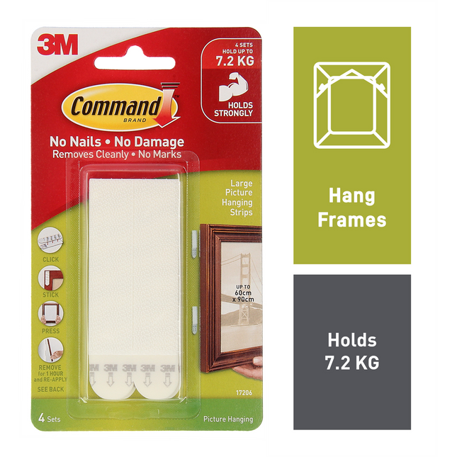 Command Large White Adhesive Picture Hanging Strips 4 Pack (2)