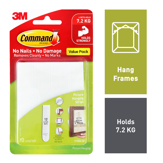 Command Large White Picture Hanging Strips Value 12 Pack (2)