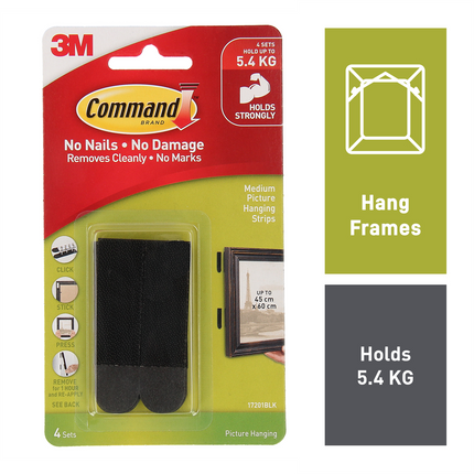 Command Medium Black Adhesive Picture Hanging Strips 4 Pack (2)