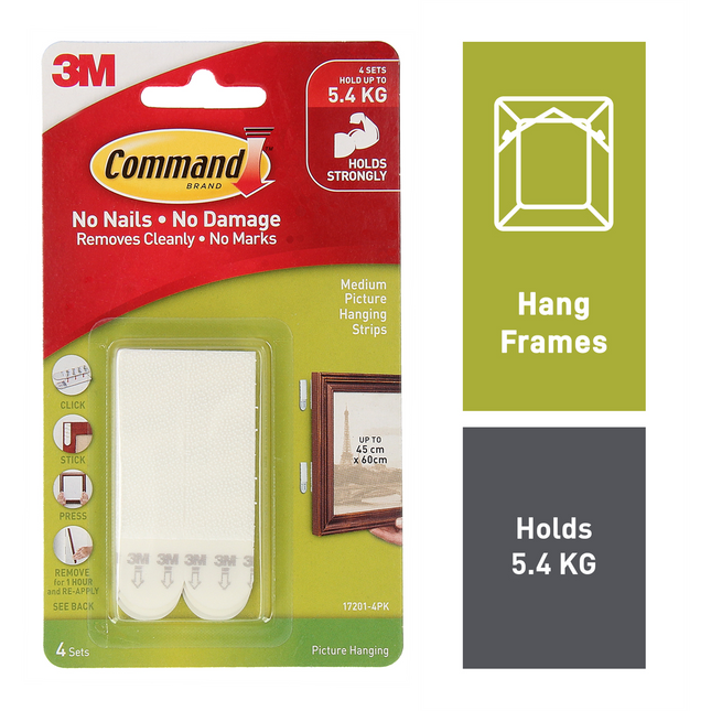 Command Medium White Adhesive Picture Hanging Strips 4 Pack (2)