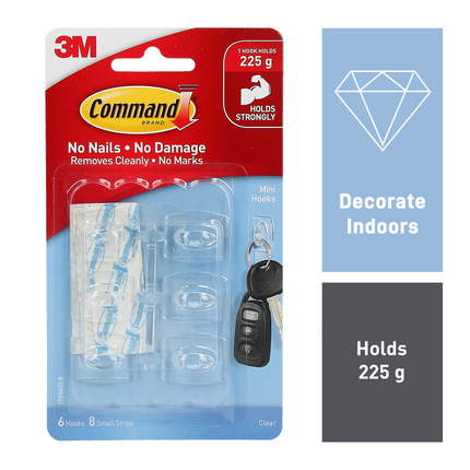 Command Mini Clear Adhesive Hooks 6 Pack (2)