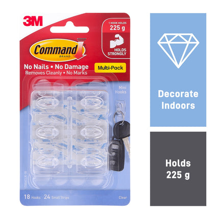 Command Mini Clear Adhesive Hooks Value 18 Pack (2)